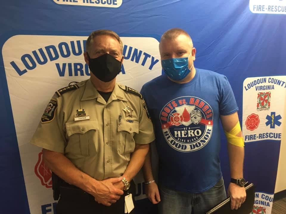 Two people at the First Responder Blood Drive, Loudoun County