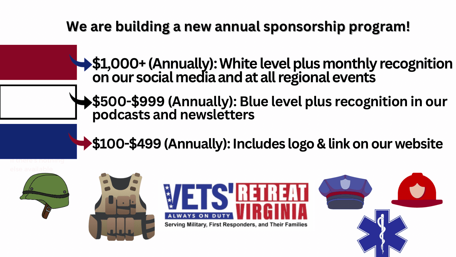 Annual sponsorship program with different levels.