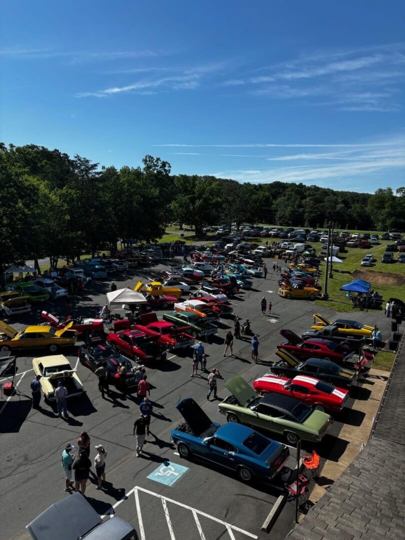 Classic car show with a large crowd.